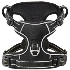 HEELE dog harness back view highlights dual leash rings for versatility.