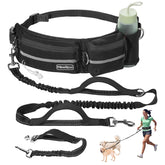 Heellpxi hands-free leash with waist-pack for hands-free two-dog walks.