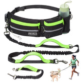 Heellpxi hands-free leash with two dogs in green enables hands-free control on walks