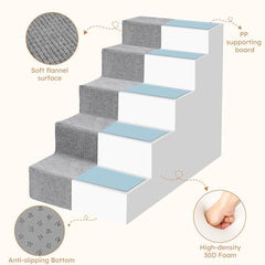 Heeyoo dog stairs non slip corduroy cover ensures stable climbs on slick floors.