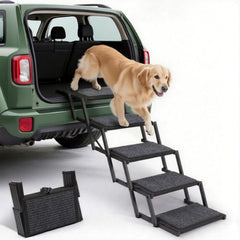 Heeyoo dog steps folded in trunk for compact storage and road trips