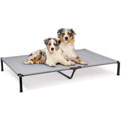 Heeyoo elevated dog bed cooling cot shows breathable design for outdoor use.