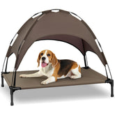 Heeyoo elevated dog bed with canopy demonstrates tool-free assembly for quick setup.