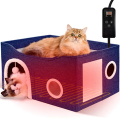 Heeyoo indoor heated cat house cave for cozy lounging and privacy