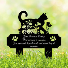 HEGANITS cat grave marker 12in silhouette meadow enables serene garden tribute.