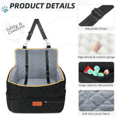 HEGGCOOE car seat with side storage pockets for treats and toys.