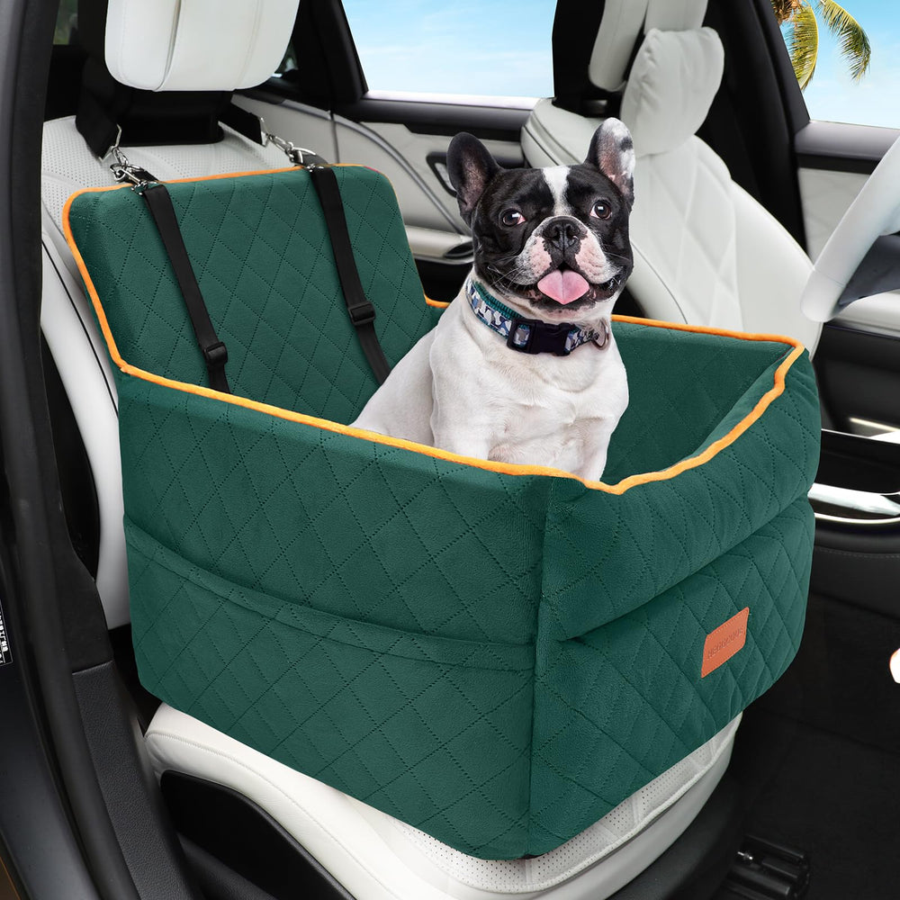 HEGGCOOE dog car seat front view shows elevated perch for better scenery.