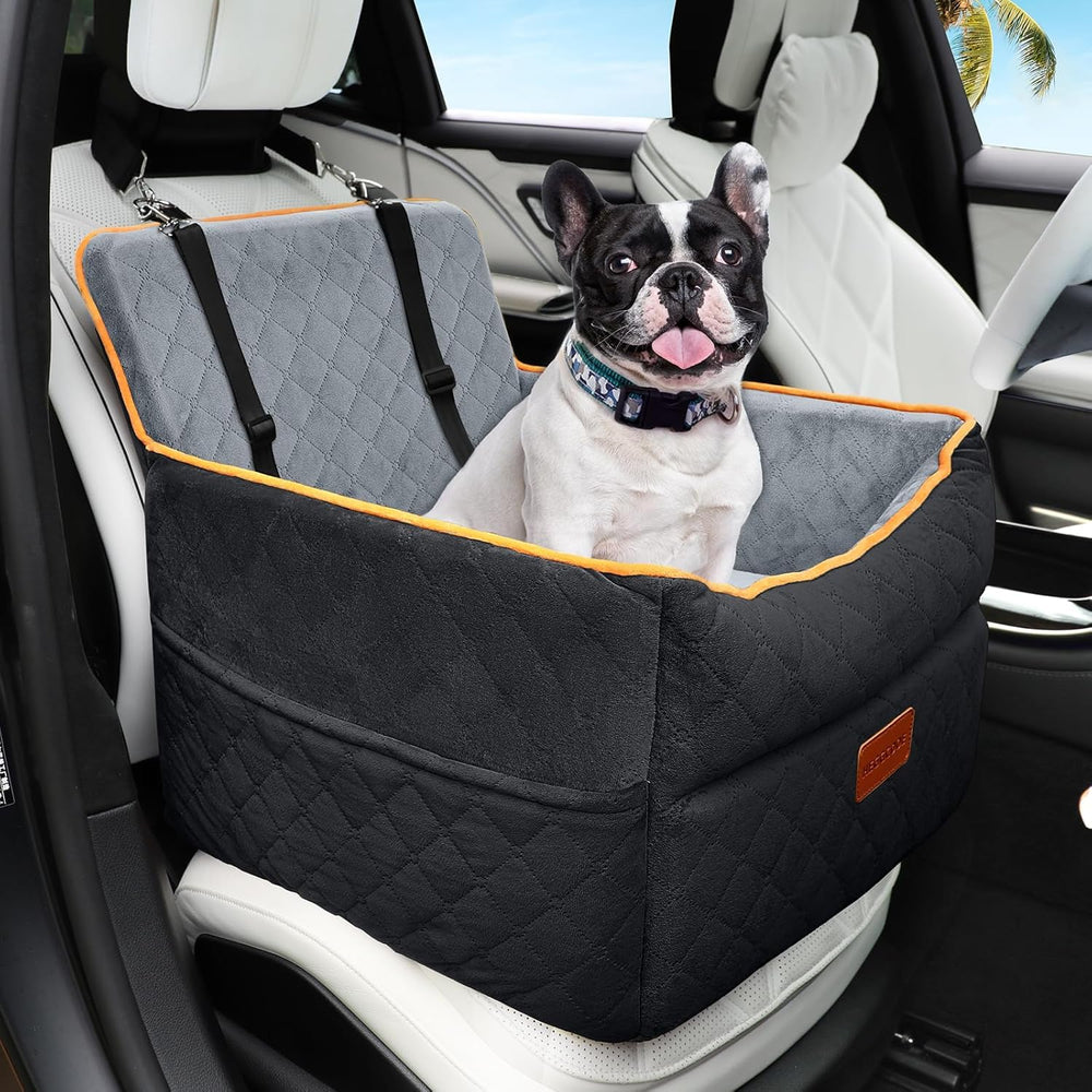 HEGGCOOE small dog car seat front view for boosted visibility and calmer rides.