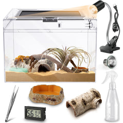 HELIME polycarbonate terrarium kit front view shows crystal-clear visibility for easy observation