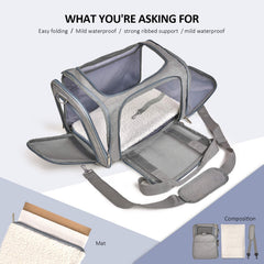 Henkelion large soft-sided pet carrier gray side mesh showing breathable ventilation.