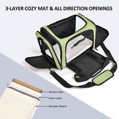 Henkelion pet carrier safety design with adjustable shoulder strap for hands-free carrying.