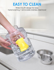 heouvo gravity-fed 6.5L reservoir gently refills the bowl to maintain steady hydration