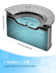 Heouvo water bowl one-gallon-capacity ideal for large dogs and multiple pets.