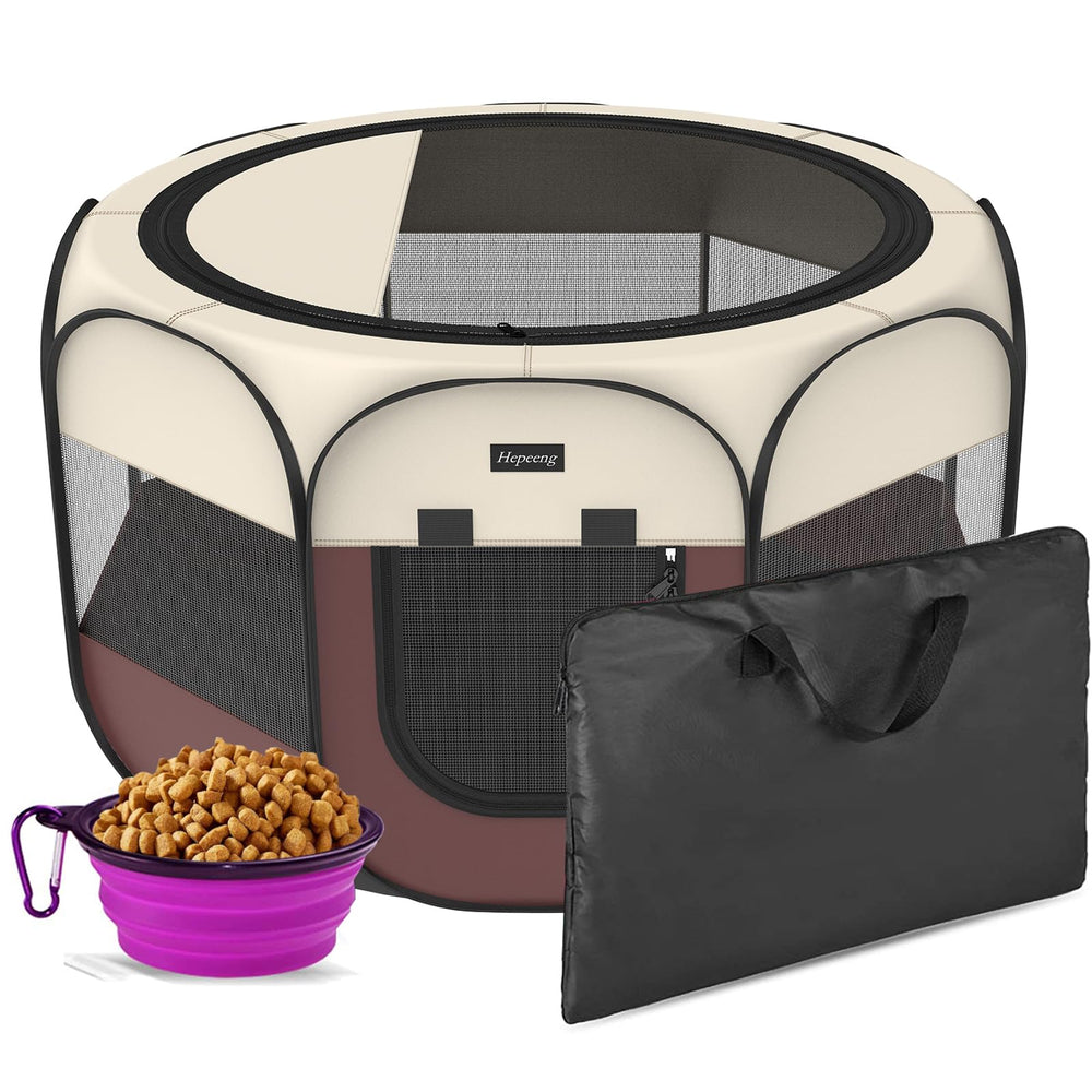 HEPEENG portable pet playpen 8-panel setup for indoor or outdoor use