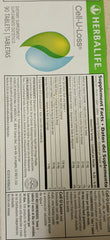 Herbalife Cell-u-loss tablets close-up; supports hydration and mineral intake.