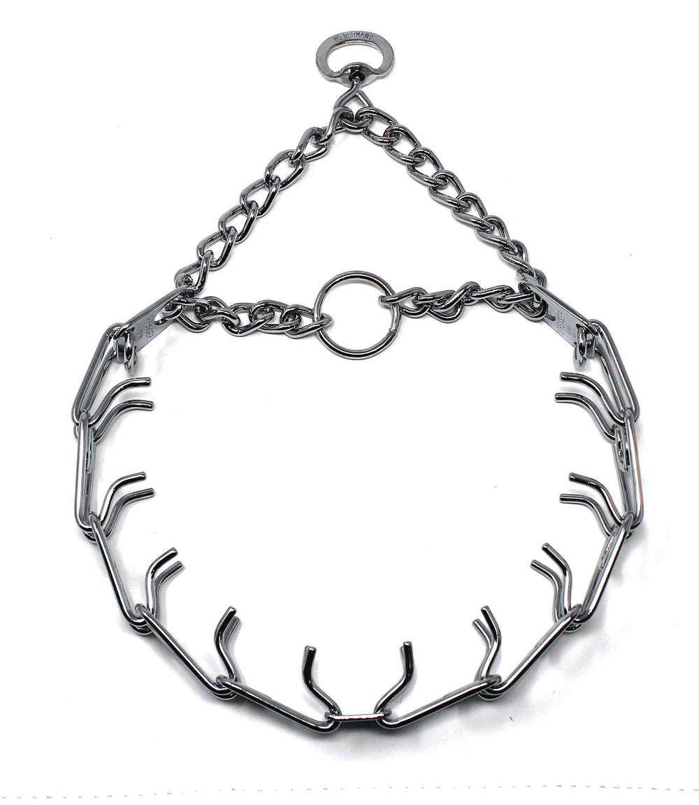 Herm Sprenger prong collar 22in closeup highlighting even-pressure design for safer training