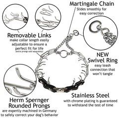 Herm Sprenger prong collar swivel ring for smooth training sessions.