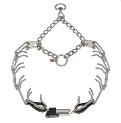 Herm Sprenger stainless steel prong collar close-up showing rugged design for reliable training support.