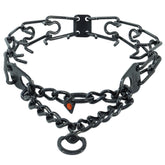 Herm Sprenger Ultra-Plus prong collar close-up shows durable stainless steel for reliable training.
