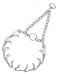 Herm Sprenger Ultra-Plus prong collar chrome 3mm on neck for training.