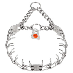 Herm Sprenger Ultra Plus prong collar front view highlights symmetric tightening for controlled cues.