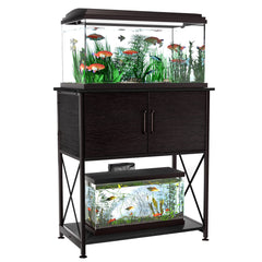 Herture aquarium stand desktop view showing the 30.7 inch tabletop for easy viewing.