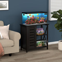 Herture aquarium stand shows convenient right-side storage for tools and supplies.