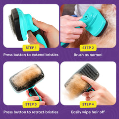 Hertzko grooming brush for dogs and cats reduces shedding mess on floors and furniture