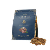 Herz air-dried beef-duck-liver recipe kibble close-up shows high-protein texture