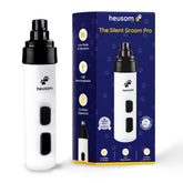 Heusom Silent Groom Pro front view shows diamond wheel for safe, stress-free nail trimming.