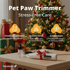 Heusom Silent Groom Pro led-light helps safe trimming around paws and ears