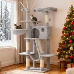 Hey-brother Cat Tree 53-inch assembly demonstrates sturdy setup for climbing and lounging