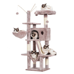 Hey-brother cat tree 53-inch tower with multi-level play and resting spots.