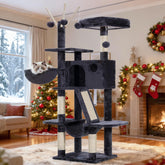 Hey-brother cat tree 53in smoky gray assembled provides sturdy lounging for indoor cats.
