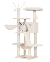 Hey-brother cat tree 53-inch tower base offers sturdy indoor lounging.