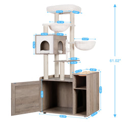 Hey-brother cat tree double hammocks offer cozy resting spots for after-play naps.