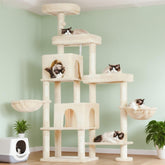 Hey-brother cat tree extended part rotated provides versatile lounging space for indoor cats