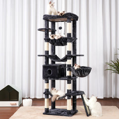 Hey-brother cat tree large hammock Smoky Gray offers extra cozy naps for restful cats.
