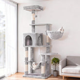 Hey-brother cat tree large hammock provides a roomy lounge for peaceful naps.