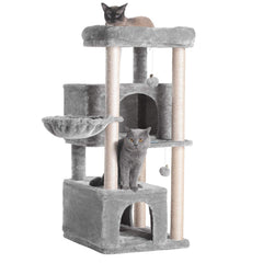 Hey-brother cat tree multi-level layout supports climbing and resting.