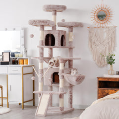 Hey-brother cat tree multi-level perches support safe climbing and rest.