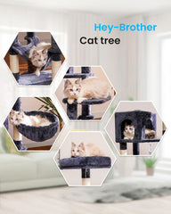 Hey-brother cat tree sisal posts close-up highlights claw-sharpening option.