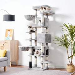 Hey-brother cat tree three condos offer spacious sleeping and nesting options.