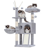 Hey-brother cat tree tower angled view shows multi-level play space for kittens