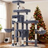Hey-brother cat tree tower extended part rotatable for adaptable space and stable support.