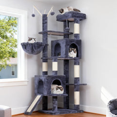 Hey-brother Cat Tree Tower full-assembly shot for quick setup and interactive play.
