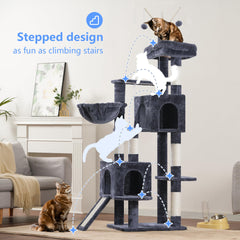 Hey-brother Cat Tree Tower stair-climb-path supports active exploration.