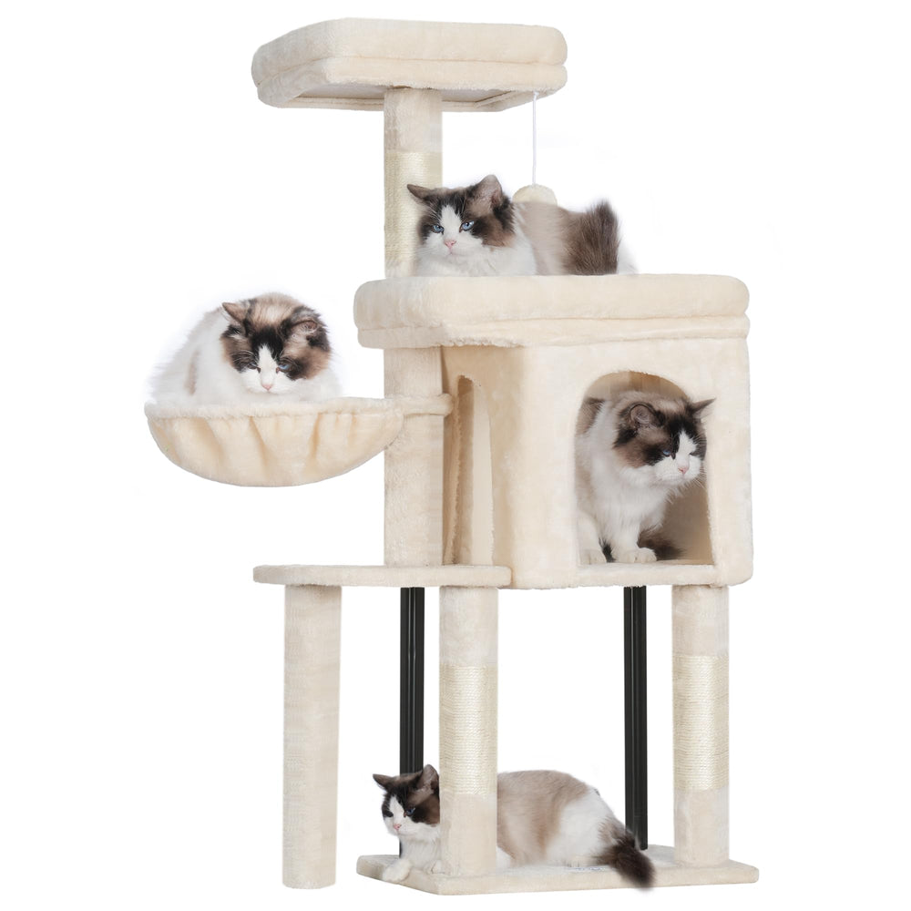 Hey-brother Cat Tree Tower top platform provides a secure perch for attentive cats.