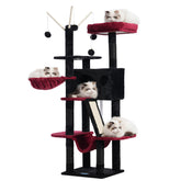 Hey-brother Gothic Cat Tree close-up shows sturdy multi-level tower for indoor cats