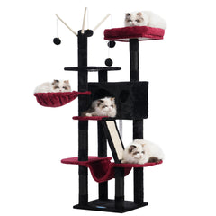 Hey-brother Gothic Cat Tree close-up shows sturdy multi-level tower for indoor cats